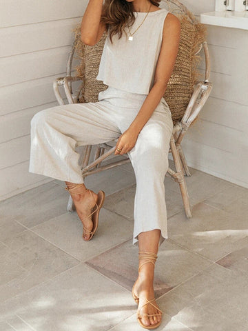 Woochic ensembles avec pantalon boutons col rond avec poches femme décontracté